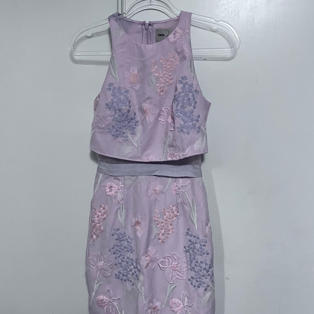 Asos embroidered organza dress midi Size 0 (U.S.) pink Lavender Embroidered - Picture 9 of 13